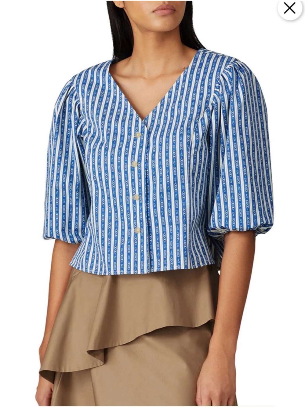 Tory Burch - Gemini Link Puff-Sleeve Cotton Top